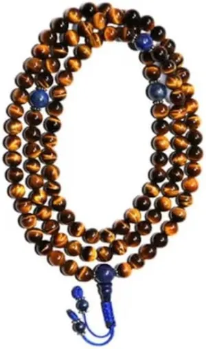 Natural Tiger Eye, lapis lazuli 8mm 108 Mala Beads, Spiritual, Meditation Beads, Reiki, Japa Mala, Buddhist Prayer Beads, Yoga Bracelet, healing beads LKMALA-RRGU-819, 34 inch