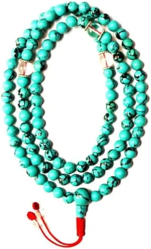 Natural Turquoise ,crystal beads 8mm 108 Mala Beads, Spiritual, Meditation Beads, Reiki, Japa Mala, Buddhist Prayer Beads, Yoga Bracelet, healing beads LKMALA-RRGU-708