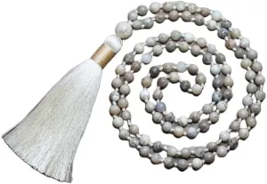 Natural White African Opal 6mm 108 Mala Beads, Spiritual, Meditation Beads, Reiki, Japa Mala, Buddhist Prayer Beads, Yoga Bracelet, healing beads LKMALA-RRGU-3834