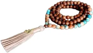 Natural wood beads, natural ocean white Jade 8mm 108 Mala Beads, Spiritual, Meditation Beads, Reiki, Japa Mala, Buddhist Prayer Beads, Yoga Bracelet, healing beads LKMALA-RRGU-1344
