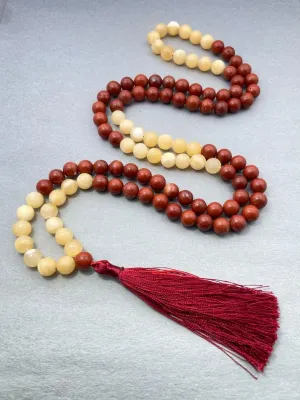 Natural Yellow Calcite & Red Jasper 8mm 108 Mala Beads, Spiritual, Meditation Beads, Reiki, Japa Mala, Buddhist Prayer Beads, Yoga Bracelet, healing beads LKMALA-RRGU-3688