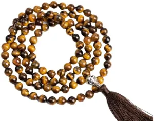 Natural Yellow Tiger Eye 8mm 108 Mala Beads, Spiritual, Meditation Beads, Reiki, Japa Mala, Buddhist Prayer Beads, Yoga Bracelet, healing beads LKMALA-RRGU-2611