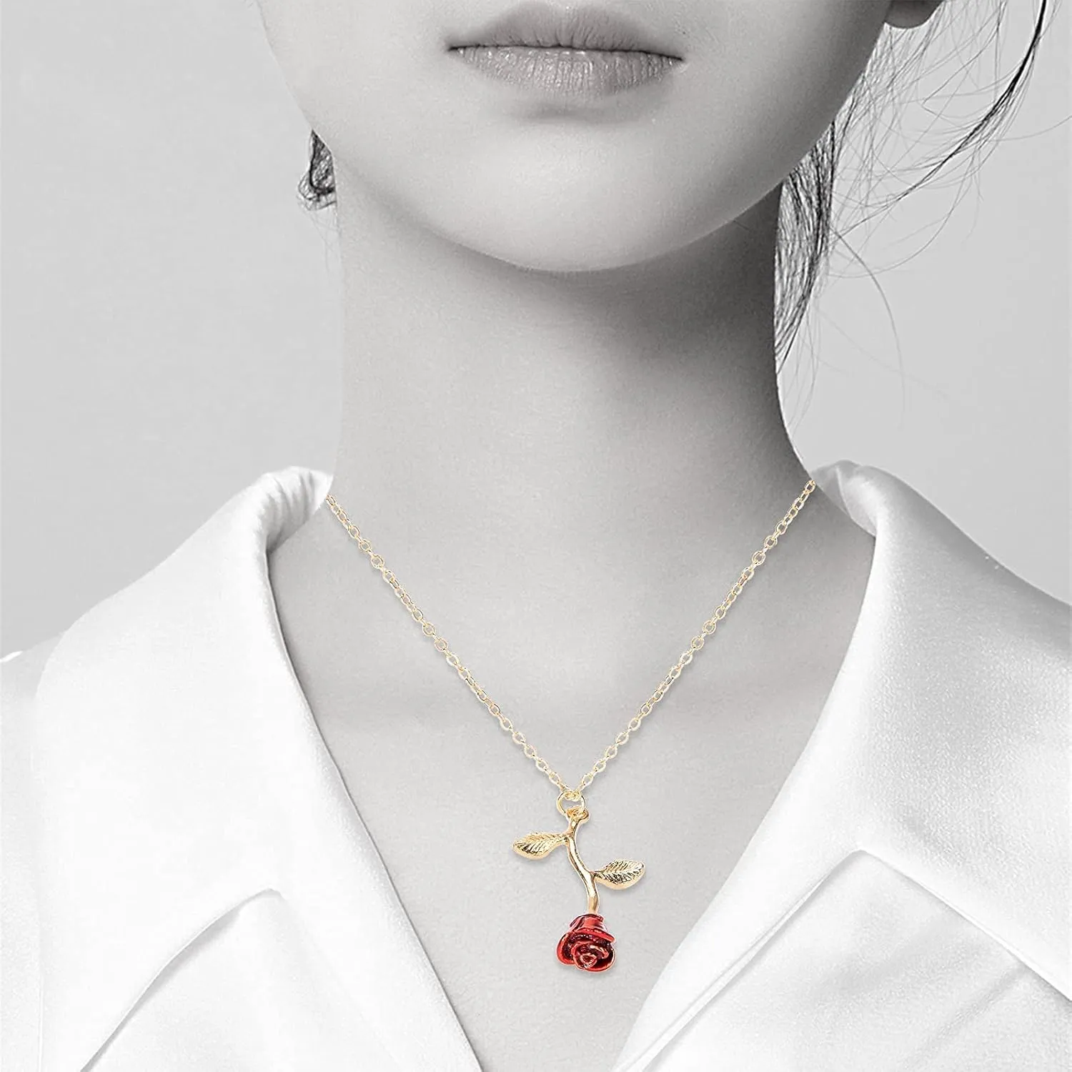 Necklaces for women, Gold Necklace For Women Rose Necklace With Pendant, Aesthetic Necklace, Preppy Jewelry, Trendy Jewelry, Cute Necklaces For Teens And All Women Necklace