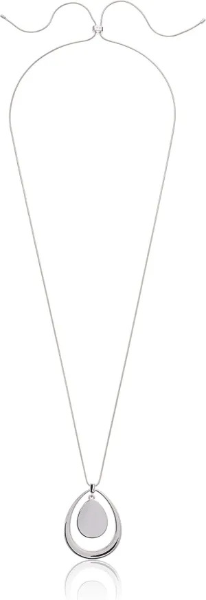 NINE WEST Women's Silver Adjustable Pendant Necklace, 40" L