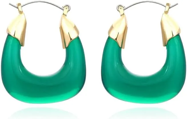 Novelty Women Resin Hoop Earrings Handmade Bohemian Vintage Round Unique Hoop Earrings Lightweight