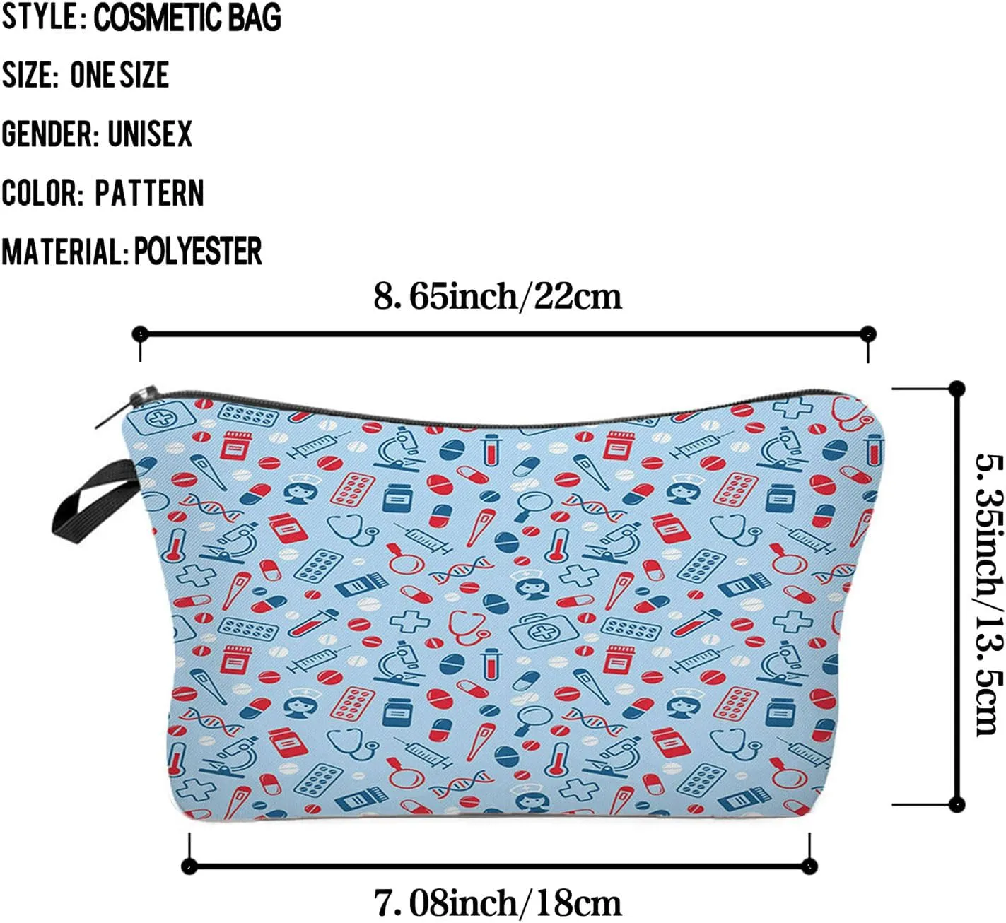 Nurse Medical Supply Makeup Bag Cute Small Organizer Zipper Pouch Blue Medical Supply Makeup Bag Nurse Graduation Present for Women Nurse Practitioners Friends