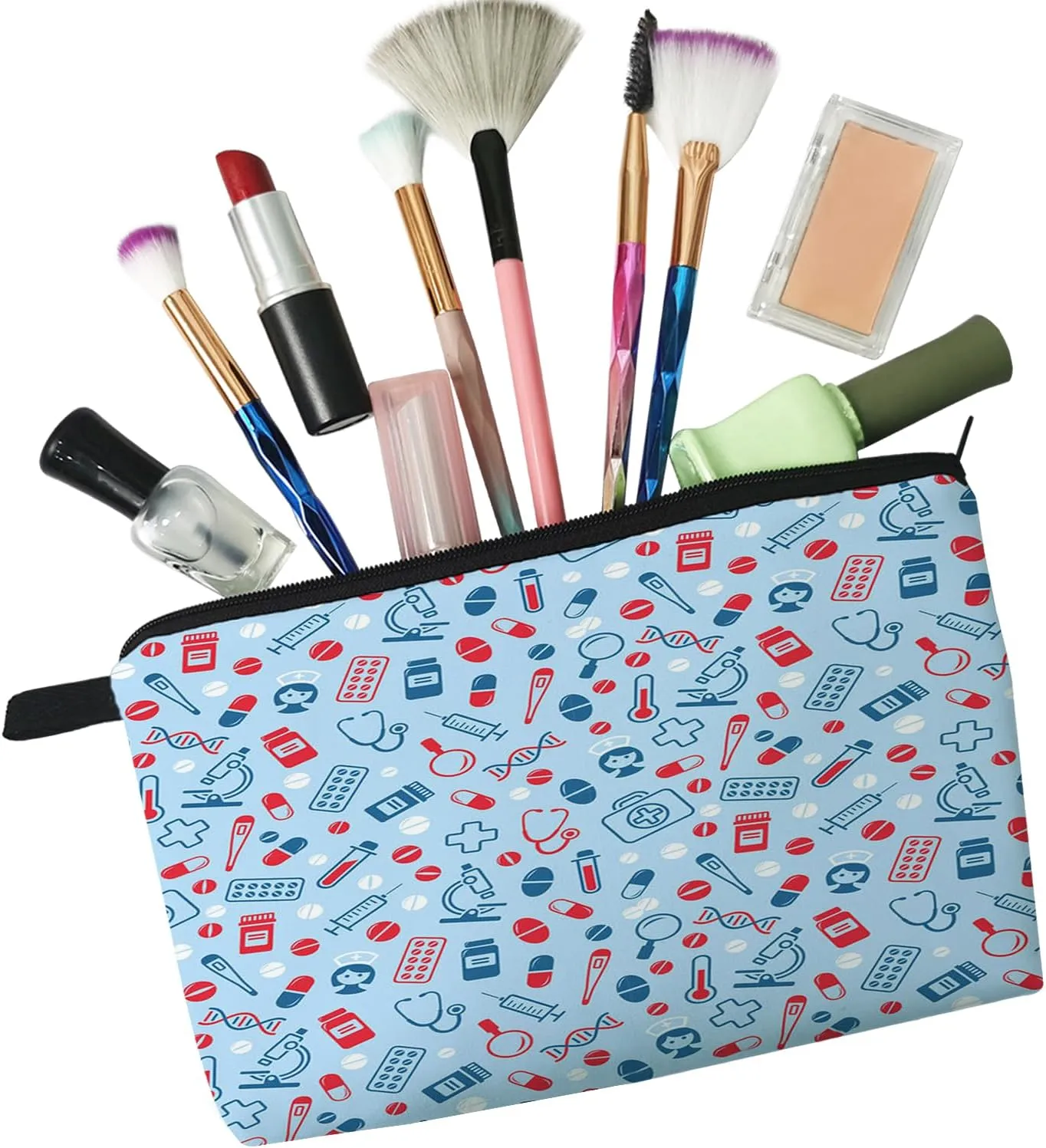 Nurse Medical Supply Makeup Bag Cute Small Organizer Zipper Pouch Blue Medical Supply Makeup Bag Nurse Graduation Present for Women Nurse Practitioners Friends