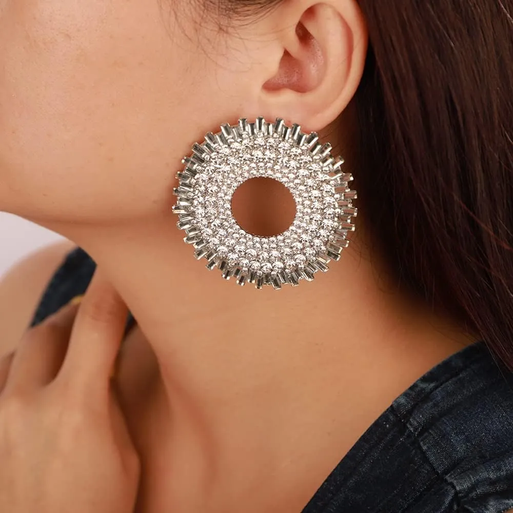 Octwine Color Earrings for Women Statement Rhinestone Earrings Color Crystal Earrings Studs Shiny Bar Party Prom Earrings for Women