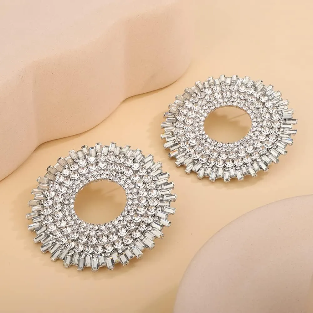 Octwine Color Earrings for Women Statement Rhinestone Earrings Color Crystal Earrings Studs Shiny Bar Party Prom Earrings for Women