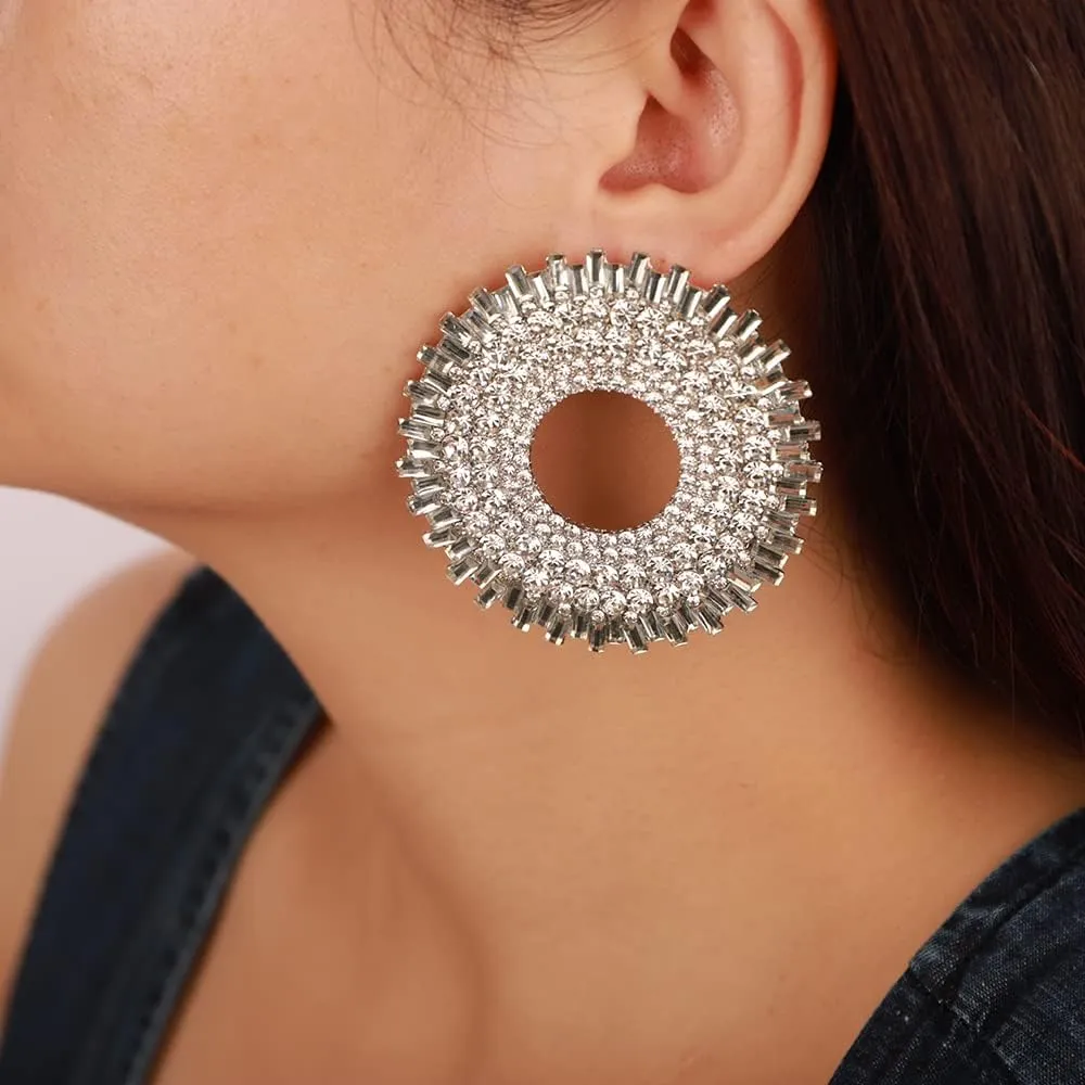 Octwine Color Earrings for Women Statement Rhinestone Earrings Color Crystal Earrings Studs Shiny Bar Party Prom Earrings for Women