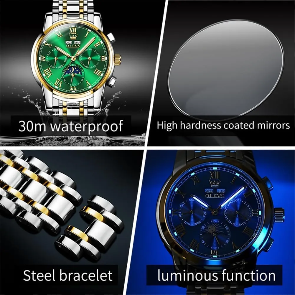 OLEVS Mens Automatic Watches Self Winding Mechanical Luxury Dress Stainless Steel Waterproof Wrist Watches for Men