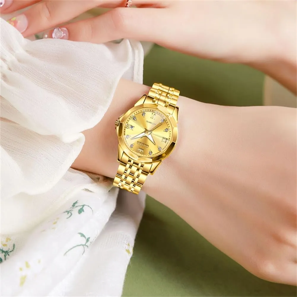 OLEVS Womens Automatic Watches Diamond Stainless Steel Self Winding Ladies Dress Wrist Watches Luminous Waterproof
