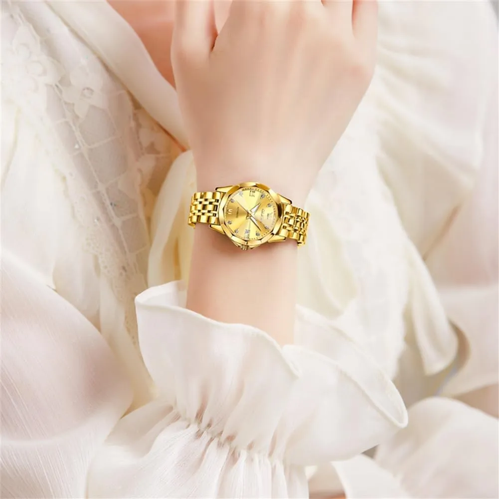 OLEVS Womens Automatic Watches Diamond Stainless Steel Self Winding Ladies Dress Wrist Watches Luminous Waterproof