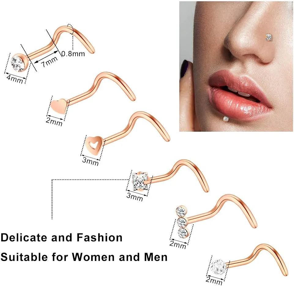 ONESING 35-70 PCS 18G 20G Nose Rings for Women & Men - Gold Hoops, L Shape, Studs & Screw - 316L Surgical Stainless Steel