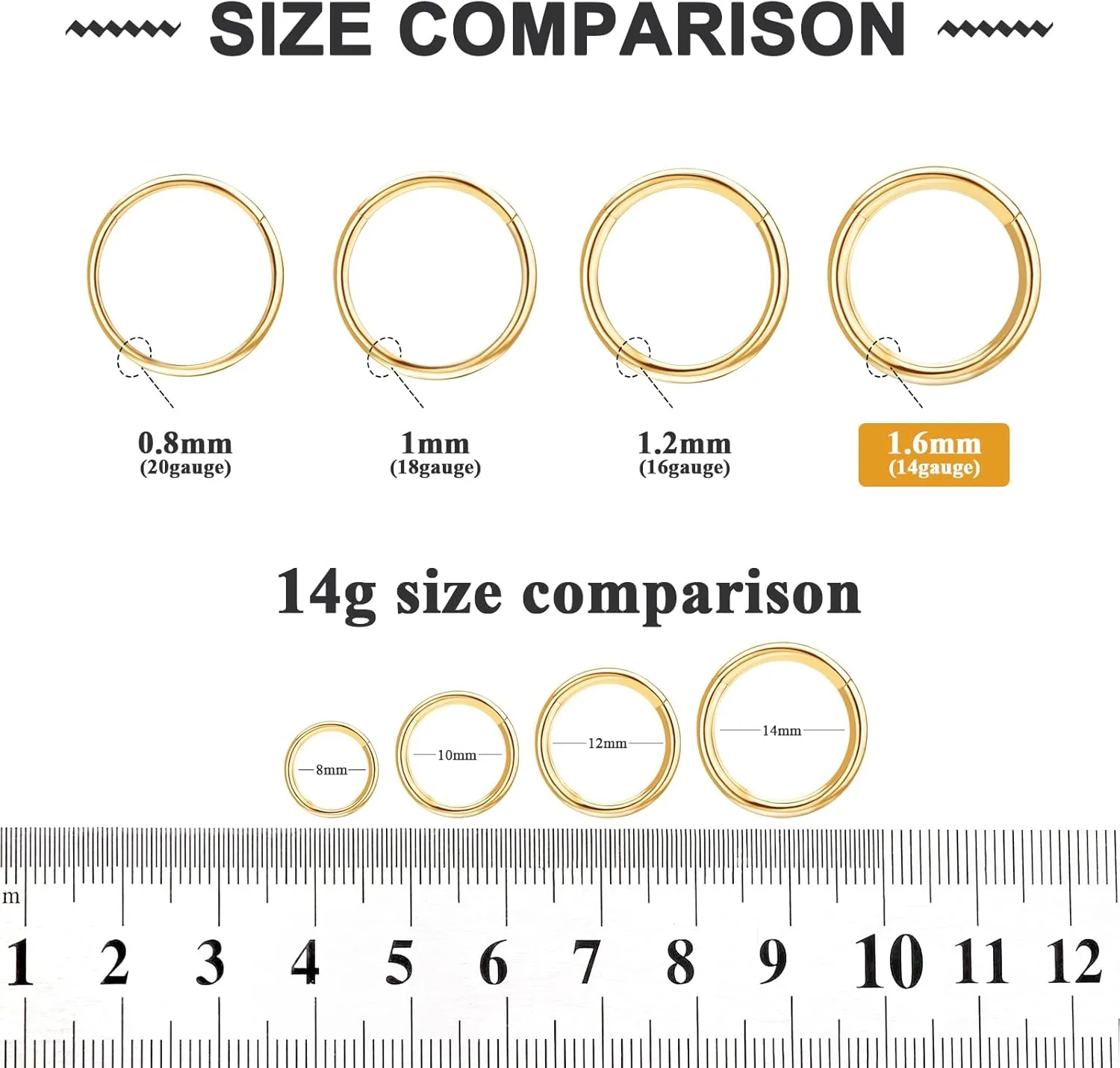 ONESING 5Pcs Nose Rings Hoops Kit 316L Surgical Steel Piercing Rings for Tragus Septum Cartilage Hoop Nose Rings Jewelry for Women Men