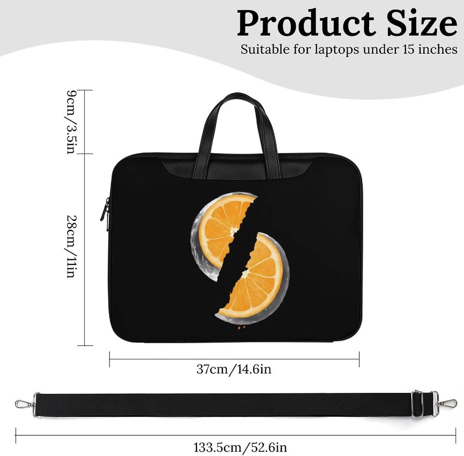 Orange Moon Leather Bag Laptop Case Slim Water Resistant Computer Bags with Handle Briefcase for Work
