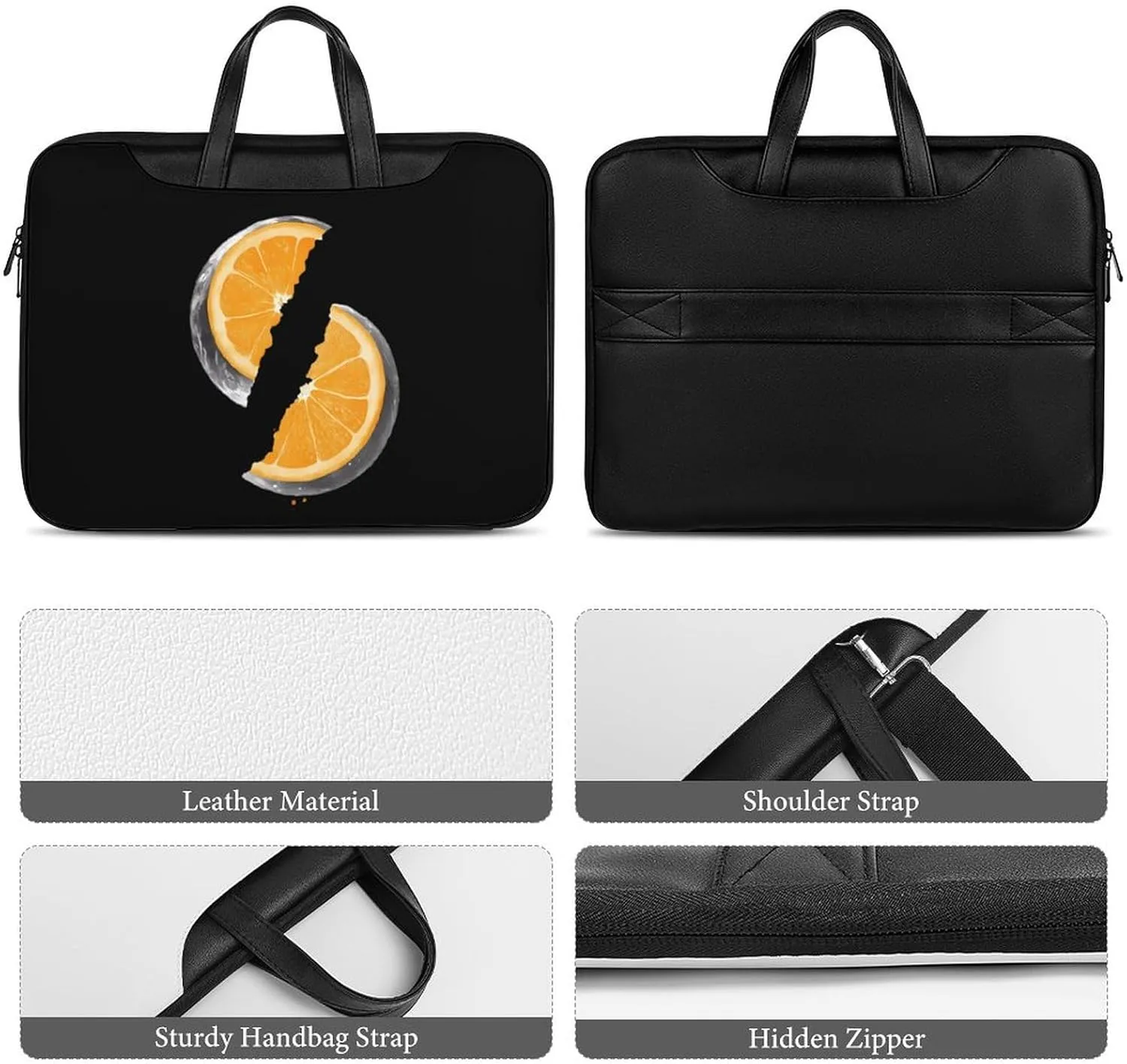 Orange Moon Leather Bag Laptop Case Slim Water Resistant Computer Bags with Handle Briefcase for Work