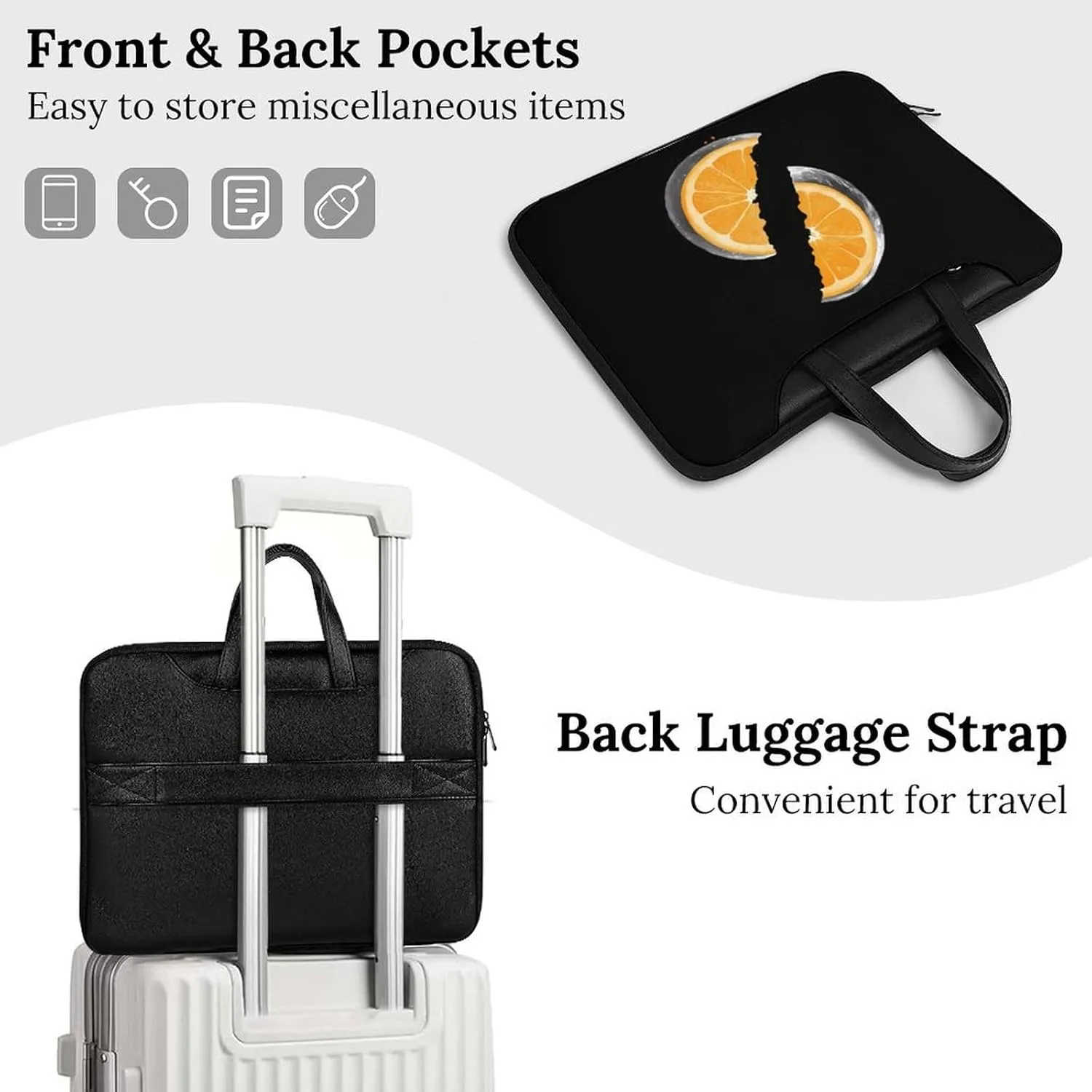 Orange Moon Leather Bag Laptop Case Slim Water Resistant Computer Bags with Handle Briefcase for Work