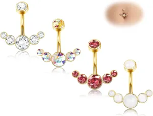 ORAZIO 4Pcs Belly Button Ring 14G Belly Rings Stainless Steel Barbell Belly Rings For Women Simple Long Bar Belly Button Rings CZ Belly Button Piercing Gold Silver Rose Gold Reverse Navel Rings Body Piercing Jewelry