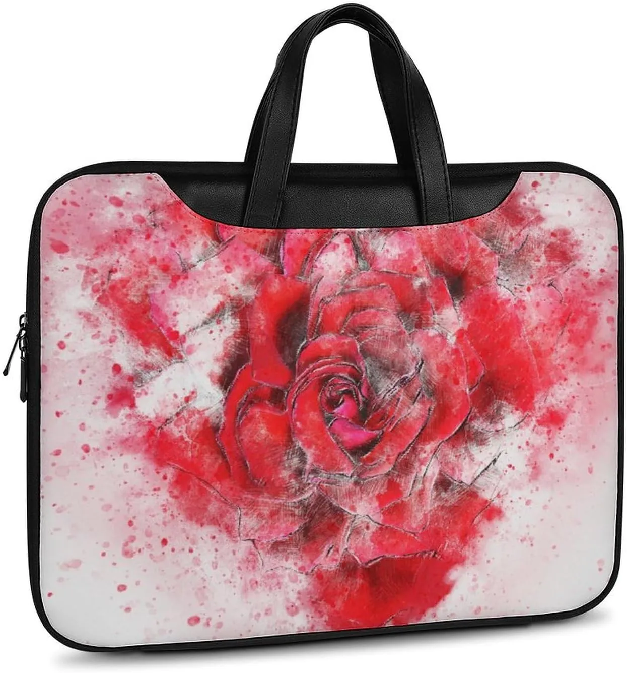 Painted Rose Leather Bag Laptop Case Slim Water Resistant Computer Bags with Handle Briefcase for Work