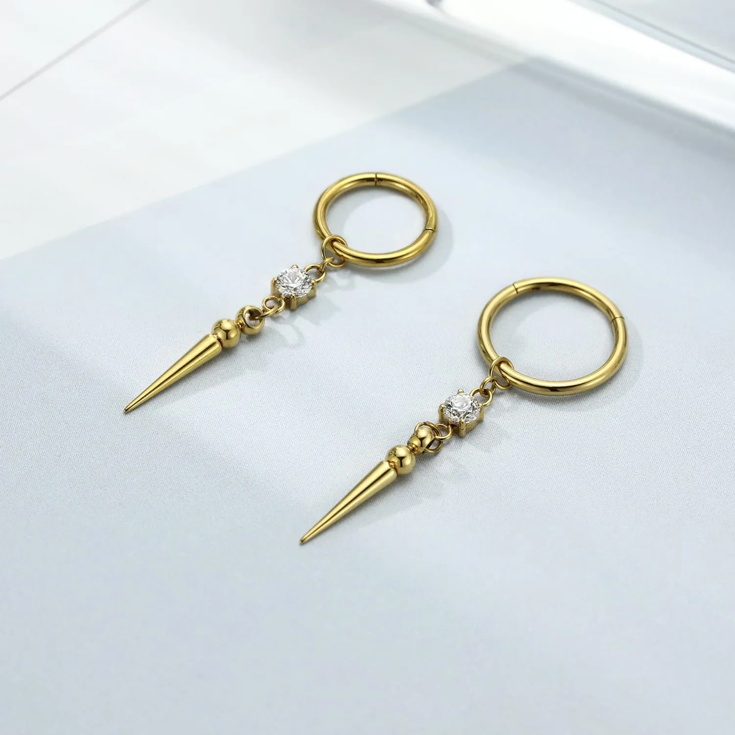 PEAKLINK Dangle Nose Ring Septum Piercing Jewelry 16G Septum Rings Surgical Steel Seamless Clicker Ring Dangly Nose Hoop Ring Daith Earrings Helix Rook Tragus Conch Jewelry Conch Earring