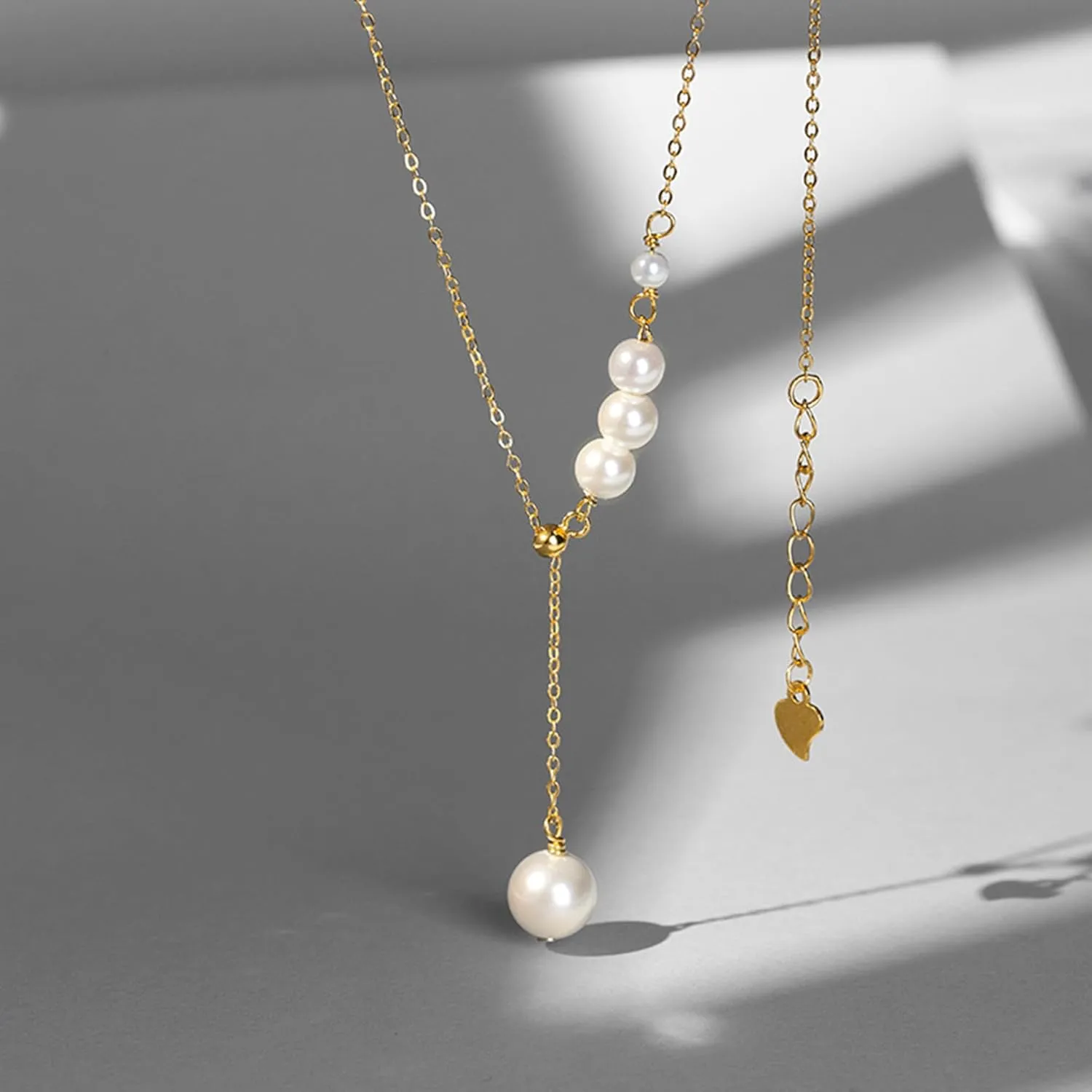 Pearl Drop Y Necklaces 925 Sterling Silver Necklace Bride Dainty Pearl Pendant Necklaces Bridesmaid Pearls Drop Necklace Y-Shaped Layered Pearls Jewelry for Women Birthday Party