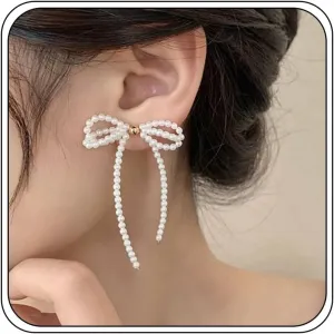 Pearl Hoop Earrings for Women, Statement Large Hoop Pearl Dangle Earrings Trendy Unique Gold Plated Beaded Pierced Earrings for Holiday Jewelry Gifts