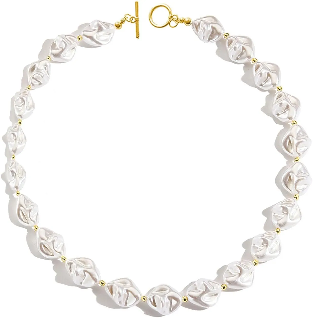 Pearl Necklaces for Women Chunky Pearl Choker Necklaces Baroque Pearl Necklace Dainty White Pearl Beaded Necklace Vintage Pearl Charm Choker Necklace Birthday Wedding Jewelry for Women