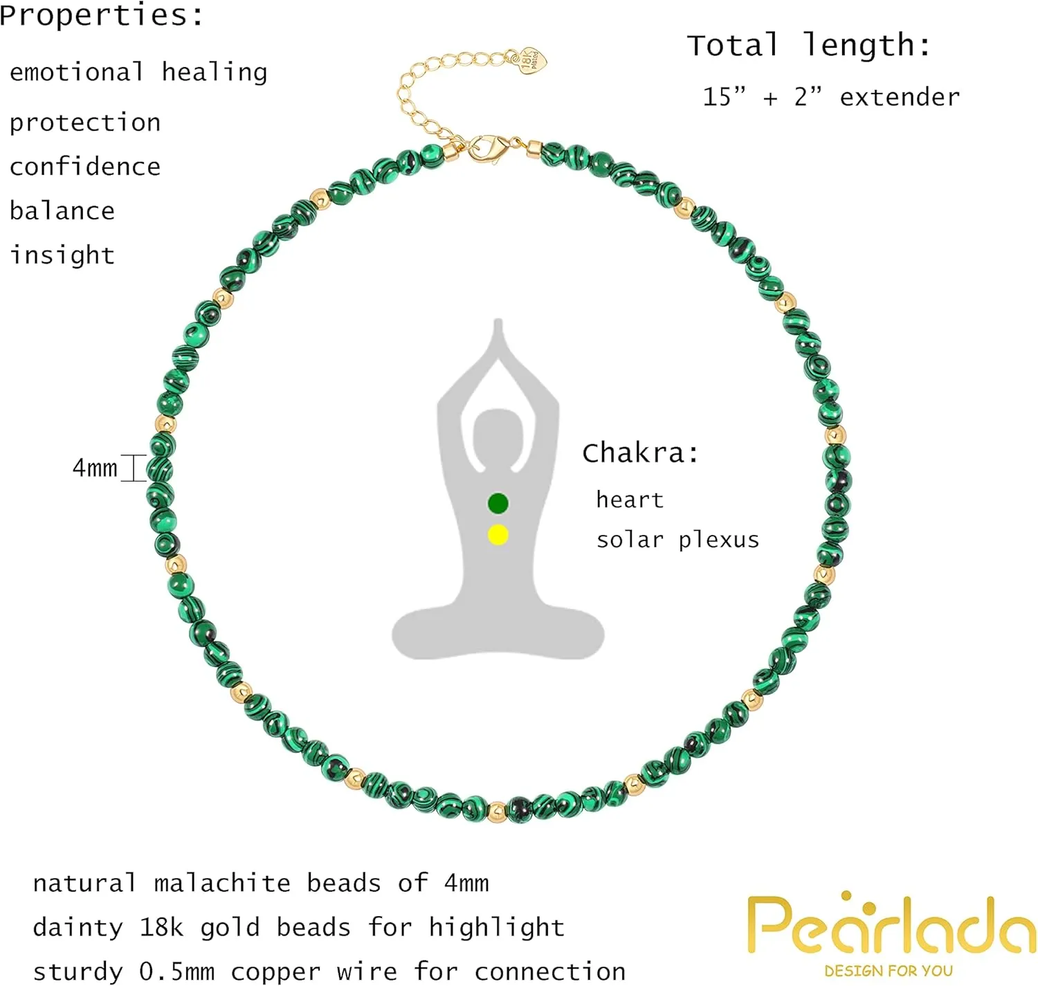 PEARLADA Turquoise Beaded Choker Necklace Chakra Stone Necklace Adjustable