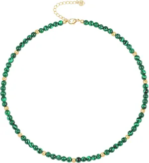 PEARLADA Turquoise Beaded Choker Necklace Chakra Stone Necklace Adjustable