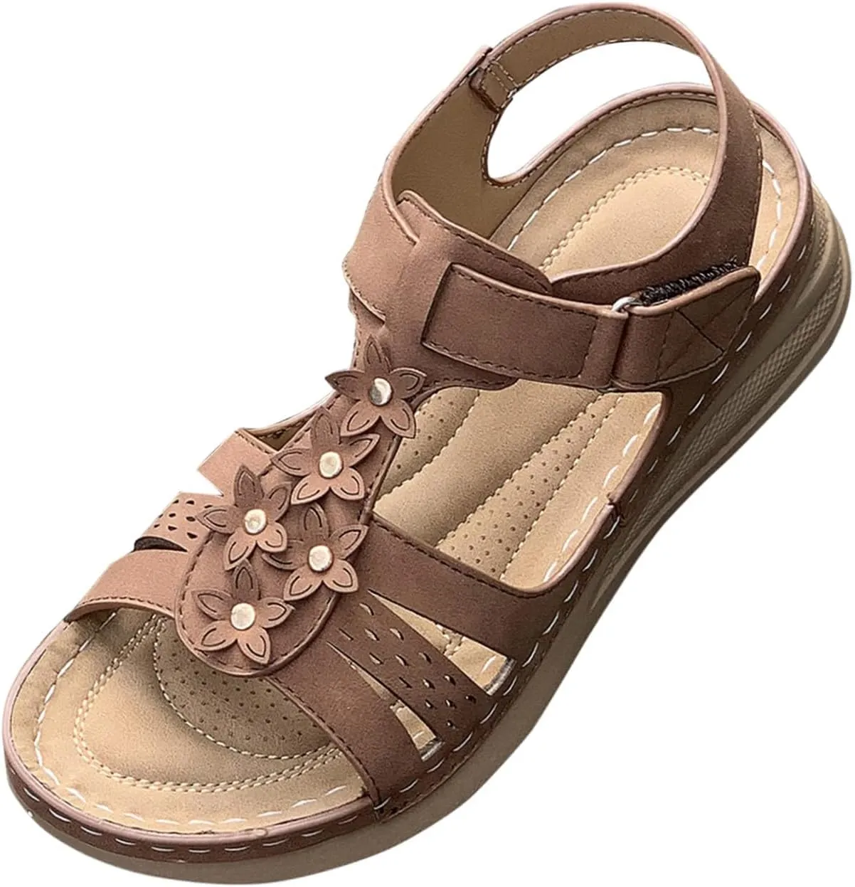 peqiut Women's Sandal Dressy Summer Wedge Orthopedic Sandals for Women Slip On Comfortable Outdoor Boho Sandals Casual Shoes
