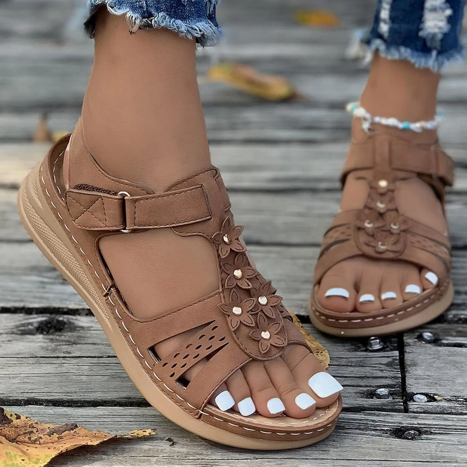 peqiut Women's Sandal Dressy Summer Wedge Orthopedic Sandals for Women Slip On Comfortable Outdoor Boho Sandals Casual Shoes