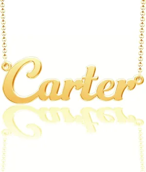 Personalized Last Name Necklace Custom Sterling Silver Carter Plate Customized Gift for Family