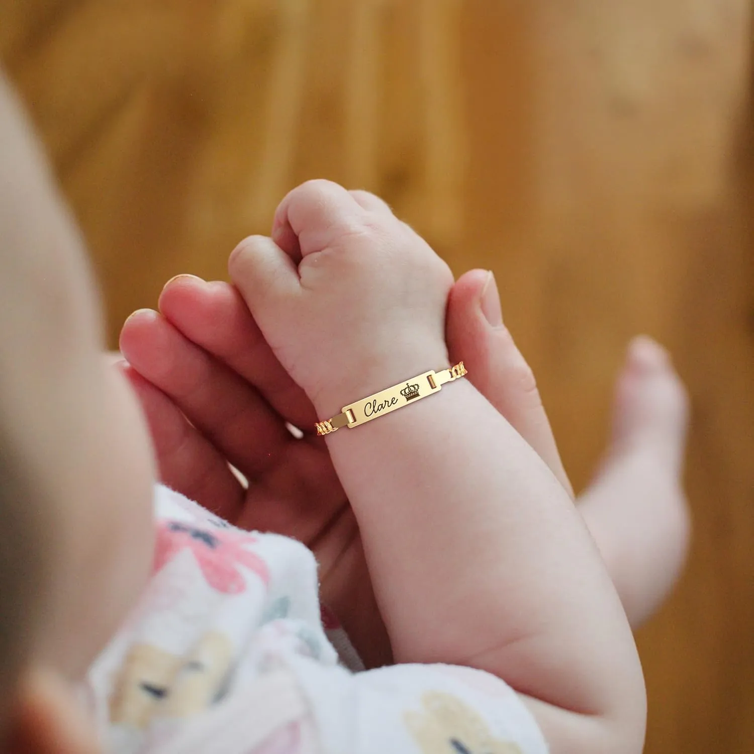 Personalized Name Bar ID Baby Bracelet, 18K Gold Plated Baby Girl Infant Custom Bracelets, Kids Jewelry Gifts Newborn Birthday Gifts, Toddler Boys and Girls, Friendship Bracelets Birthday Gifts for Friend