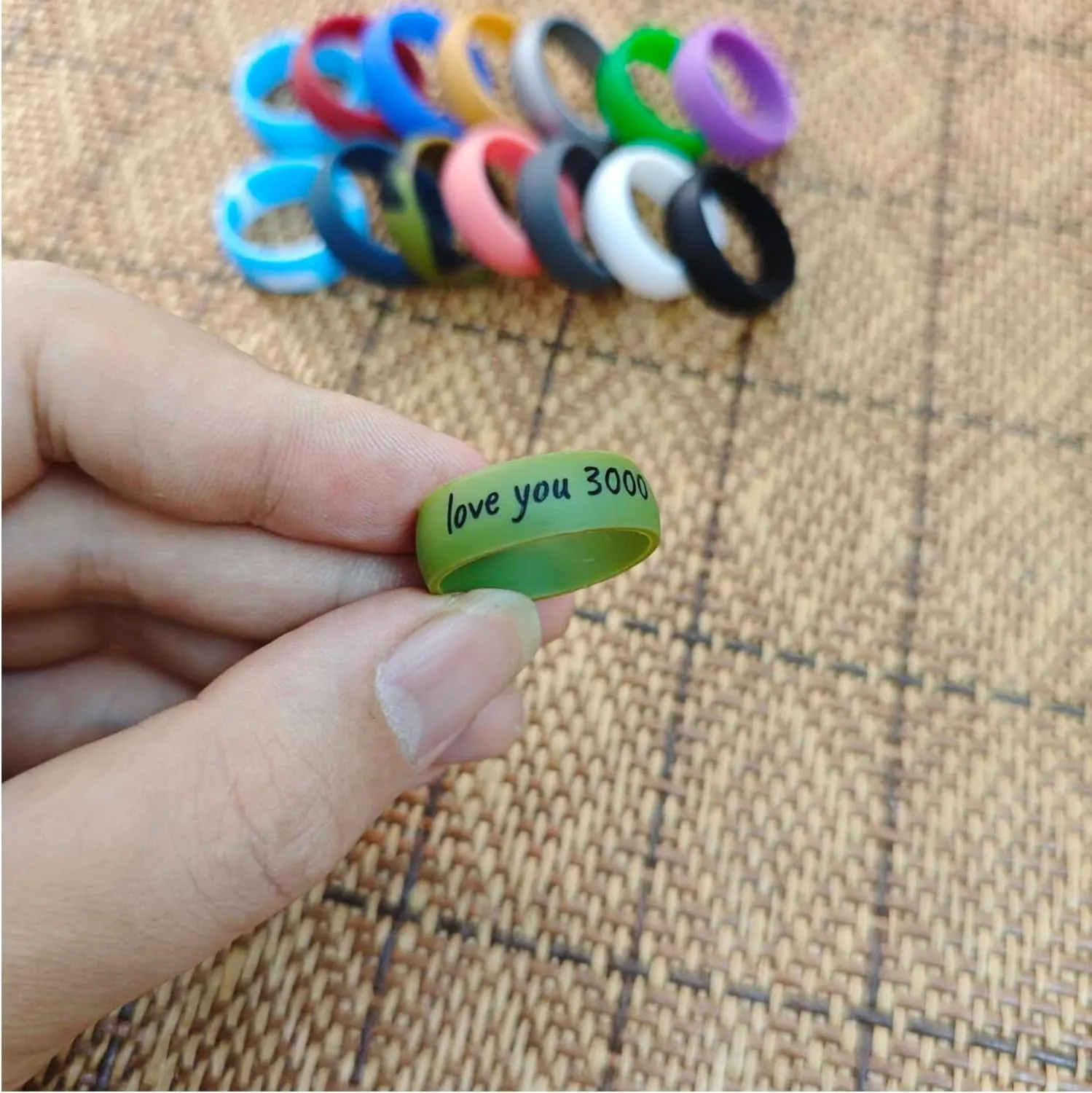 Personalized Relationship Couple Silicone Rings 8mm Curved Silicone Ring-Yoga Inspirational Rings-Christian Jesus Cross Faith Rings-Engagement Rings,Size 5-13