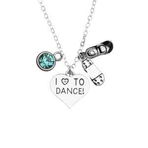 Personalized Tap Dance Necklace, Girls Love to Dance Tap Birthstone Charm Pendant, Dance Jewelry, Gift For Dancers, Dance Recitals & Dance Teachers