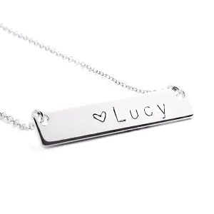 Personalized Your Name Bar Necklace Dainty Initial Charms Necklace Delicate Personalized Plate Custom Gift