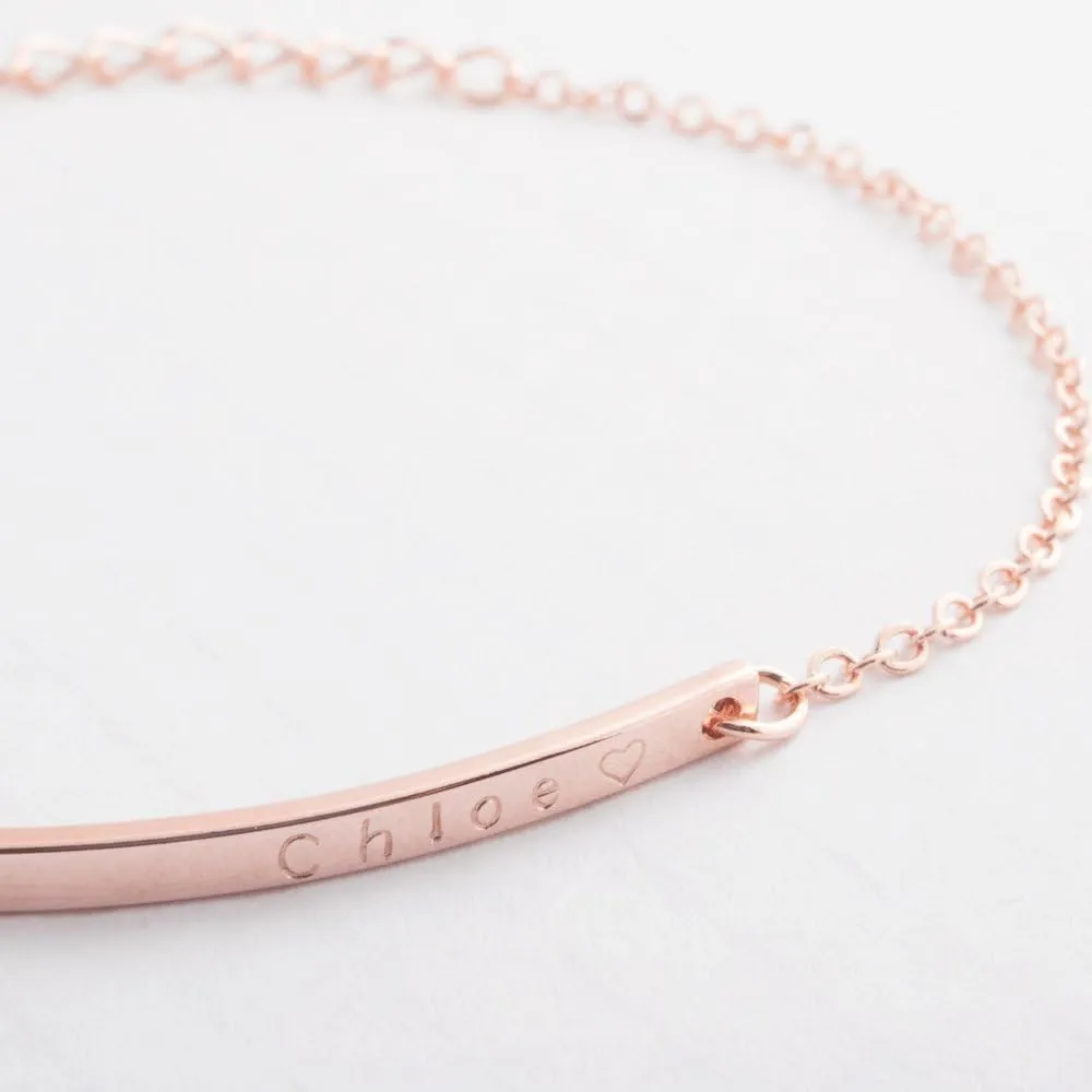 Petite Boutique Customizable Engraved Name Thin Bar Bracelet Personalized Elegance and Meaningful Gift