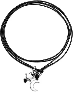 Pingyongchang Handmade Moon Heart Leather Anklet Cord Wrist Bracelet Adjustable Wax String Minimalist Waterproof Adjustable Foot Wrap Jewelry Inspirational Beach Gifts for women