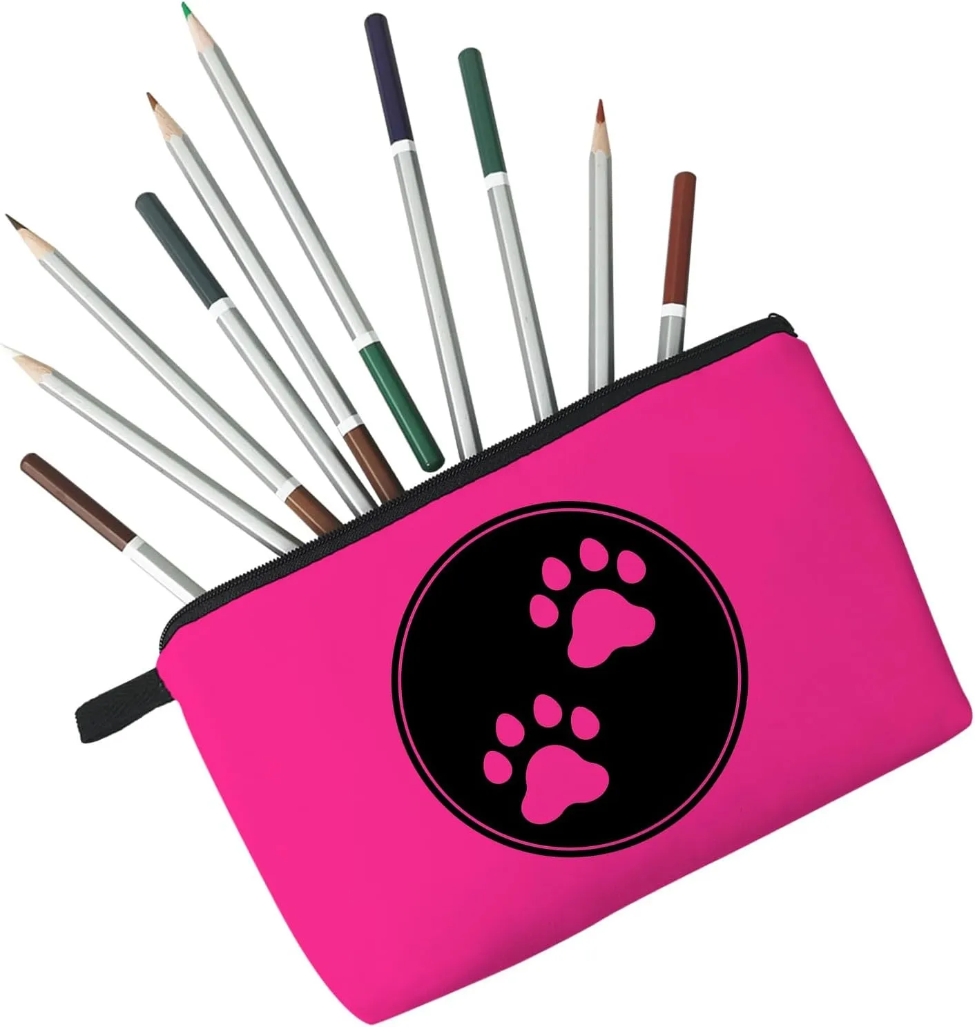 Pink Dog Paw Cosmetic Bag for Women - Cute Small Makeup Pouch for Purse, Travel Toiletry Zipper Pouch - Gift for Dog Lovers and Girls