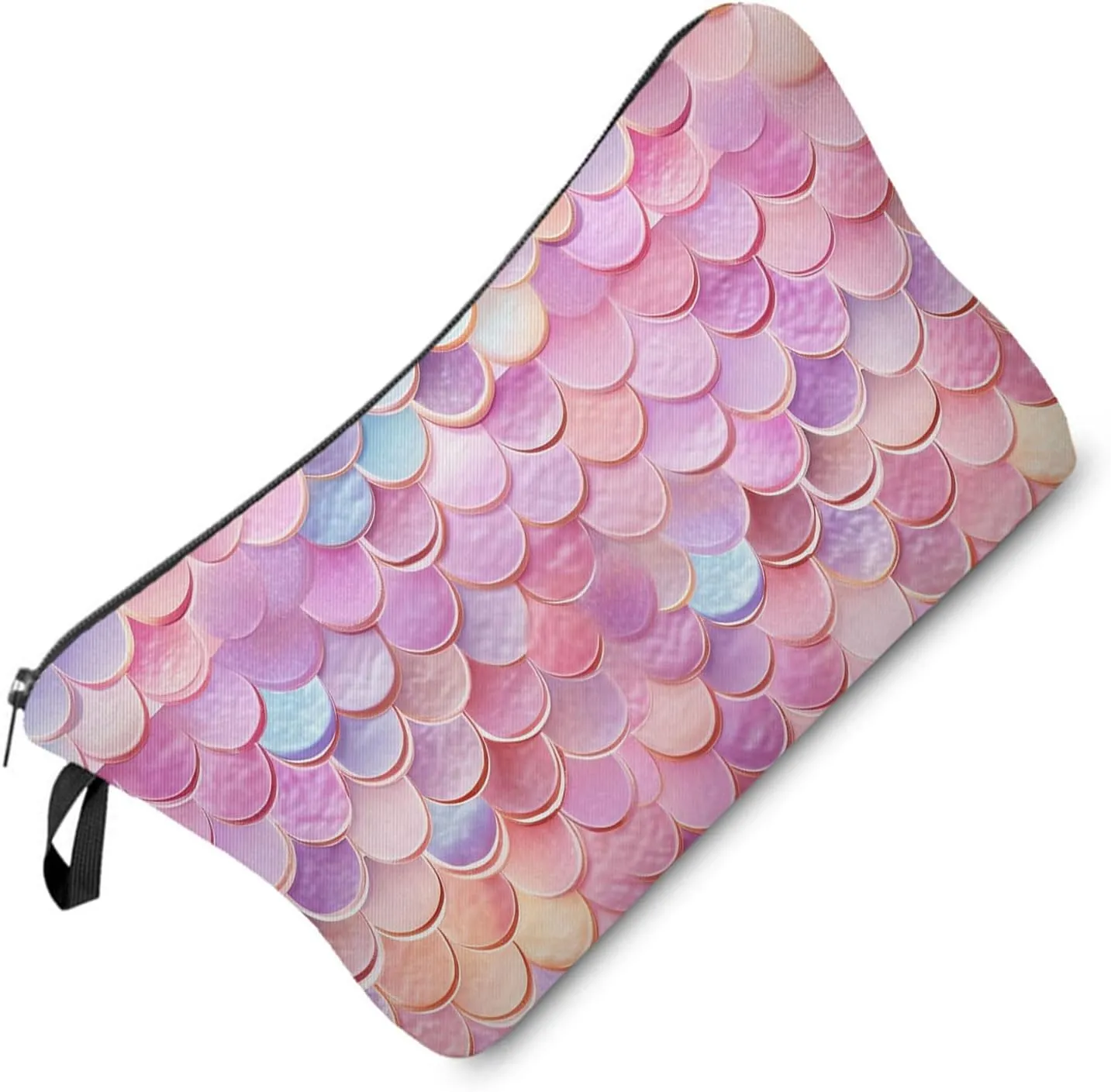 Pink Squama Makeup Bag Pink Mermaid Scale Small Organizer Bag Zipper Pouch Mermaid Squama Cosmetic Bag Present for Women Friends