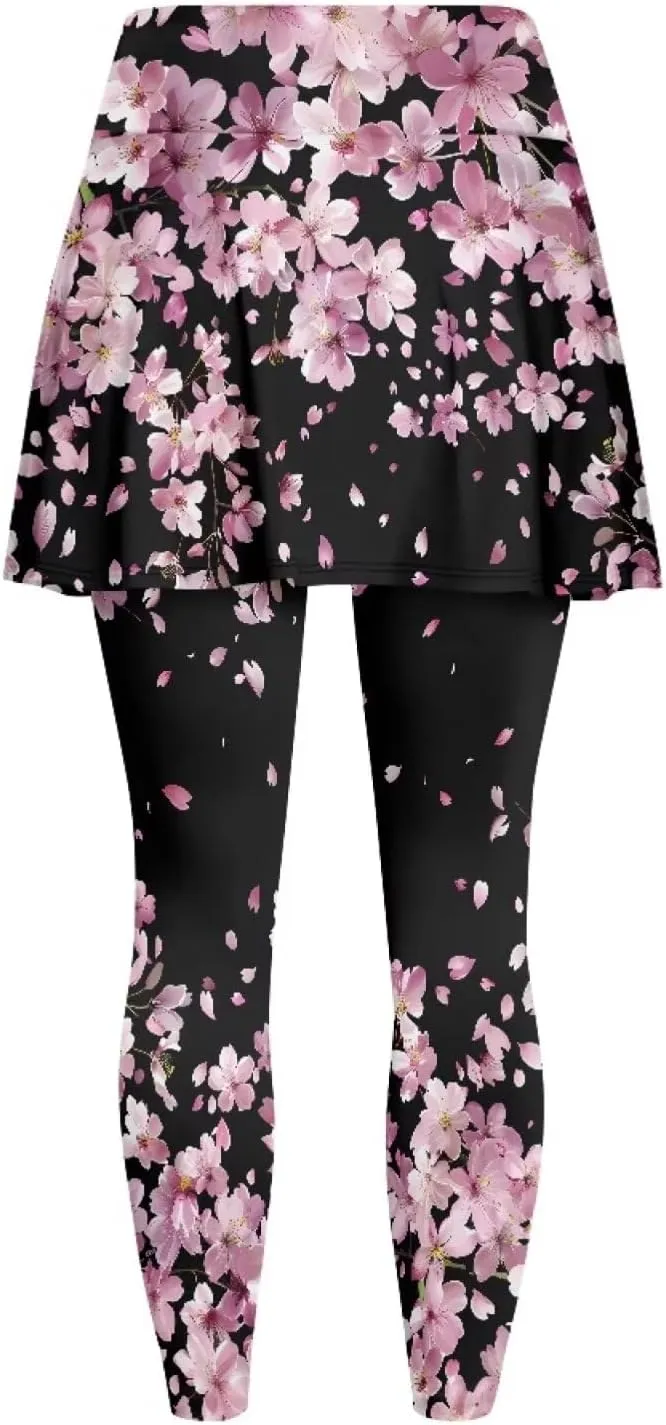 POLERO Womens Yoga Leggings with Skirts Tennis Skirts with Leggings Athletic Skirted Leggings