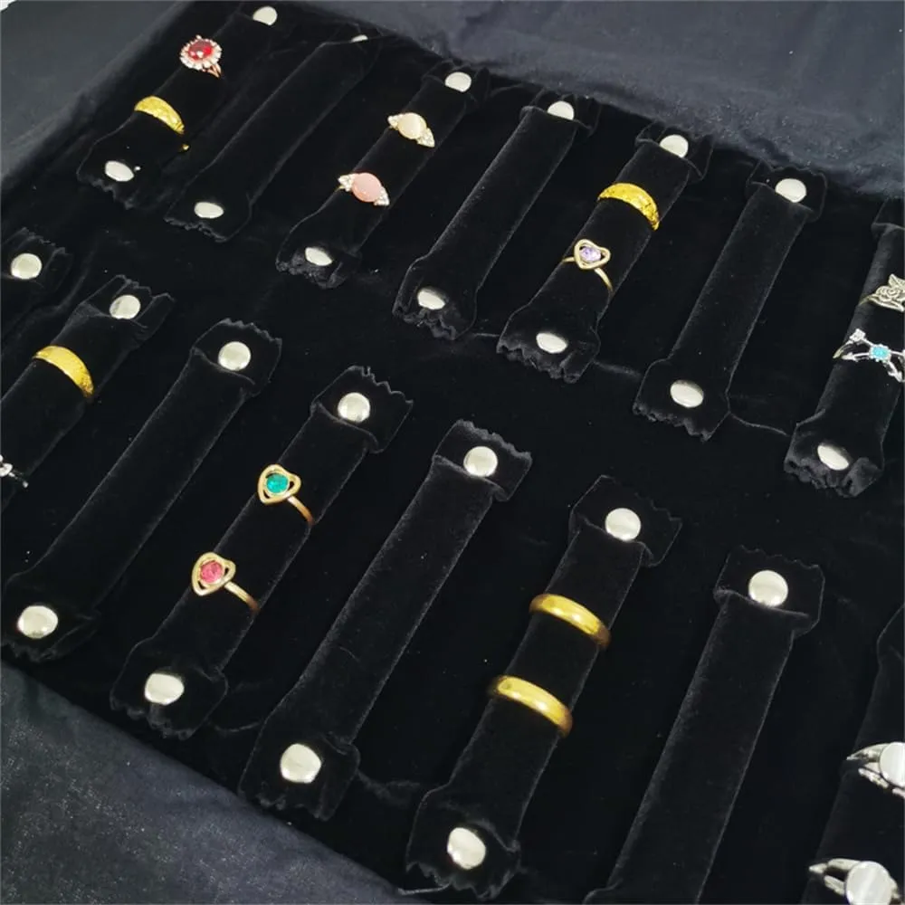 Portable Jewelry Roll Bag For Rings,Black All and Velvet Jewelry Roll Bag keep your Rings Safe (Open size: 55 * 29cm Close size: 30 * 10cm, Black Grey)
