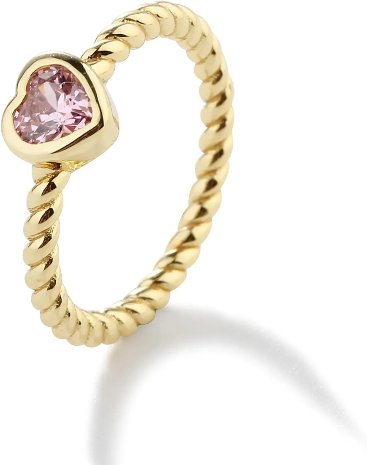 Precious Pieces Sterling Silver Twisted Rope Band Baby Ring with Heart for Babies, Infants, Toddlers, Little Girls, Stackable or Pinky Ring for Teens and Women