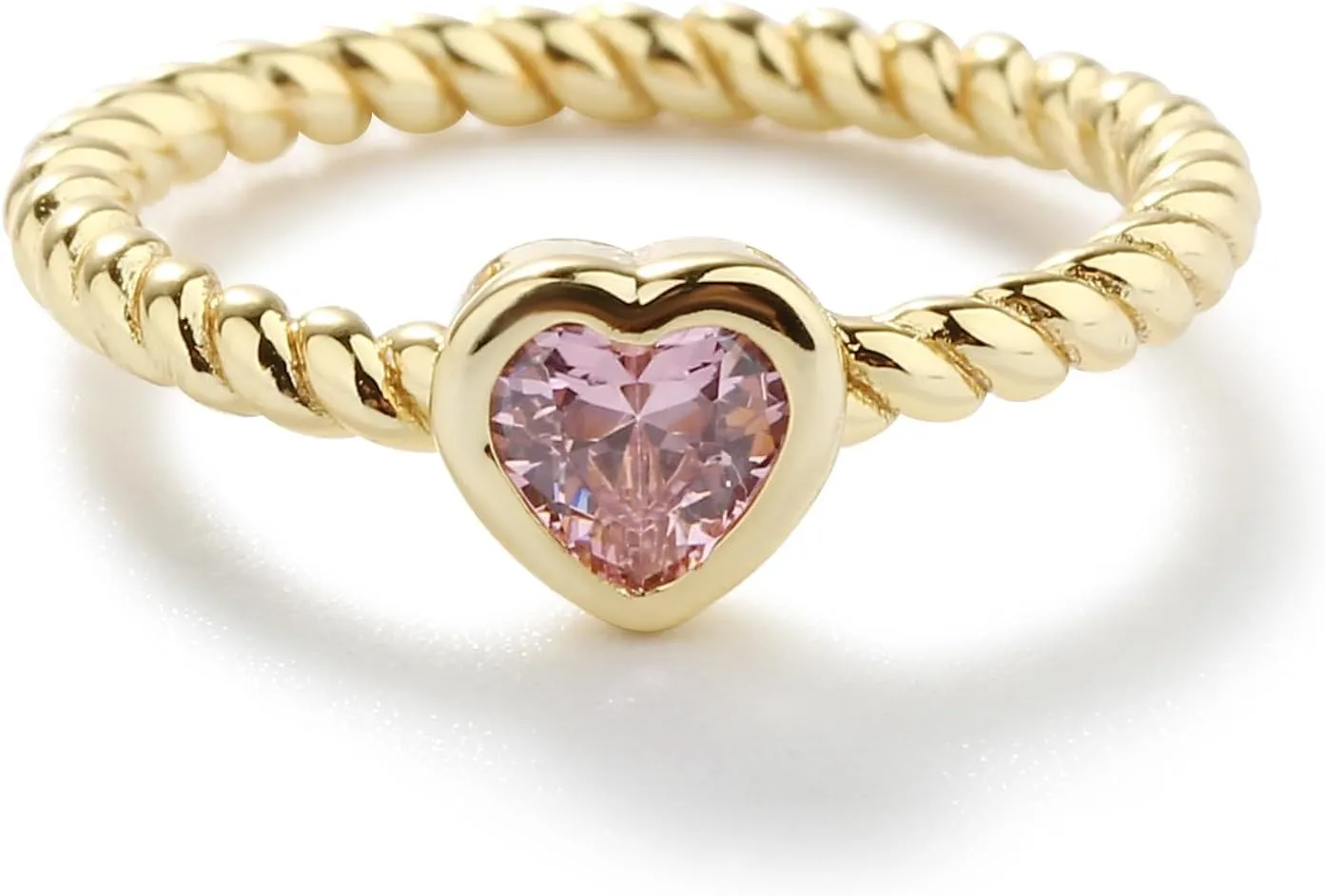 Precious Pieces Sterling Silver Twisted Rope Band Baby Ring with Heart for Babies, Infants, Toddlers, Little Girls, Stackable or Pinky Ring for Teens and Women