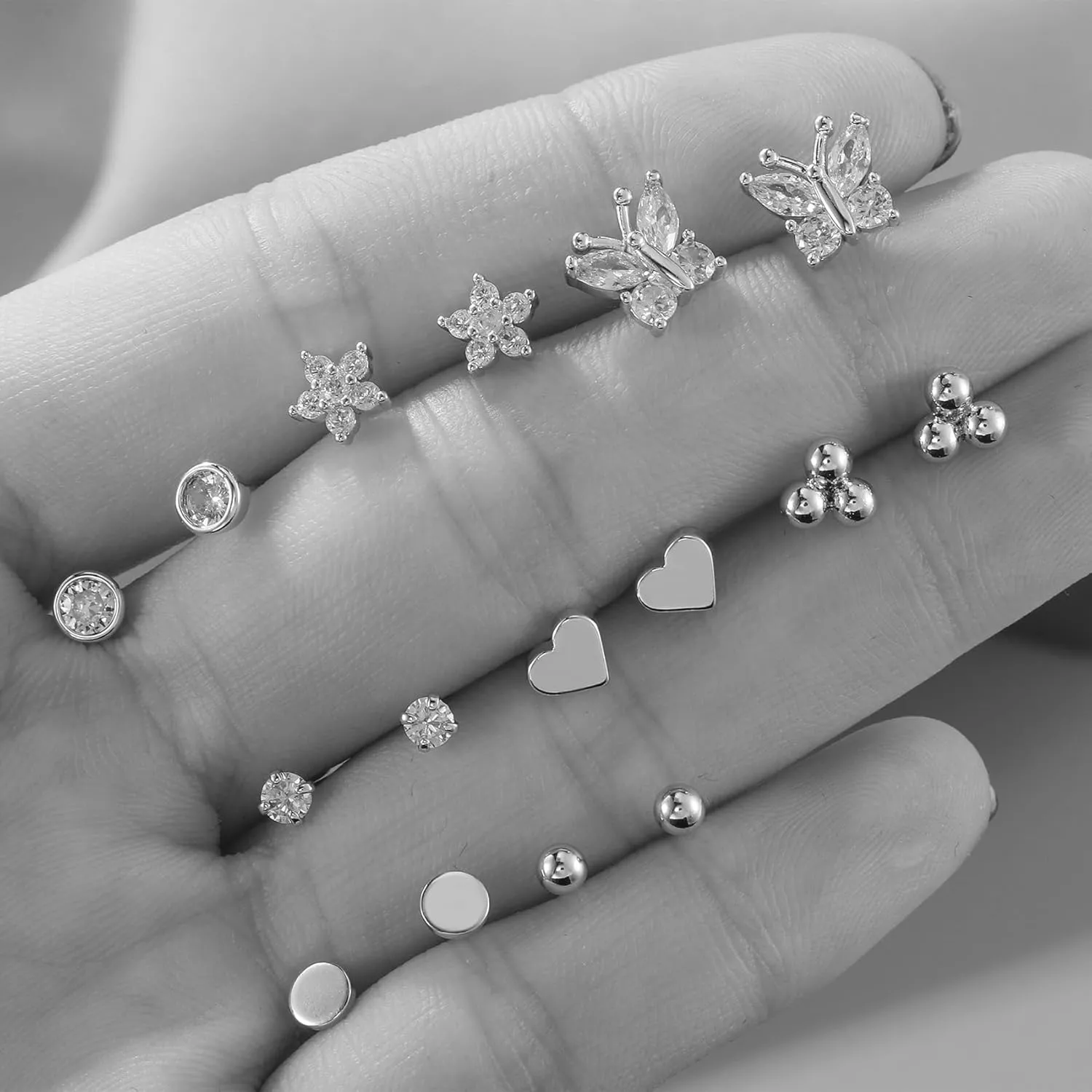 PRETOLE 8 Pairs Sterling Silver Stud Earrings for Women,14K Gold Plated Stud Earrings Set for Women Hypoallergenic Stud Earrings Cubic Zirconia Stud Earrings Small Stud Earrings for Women