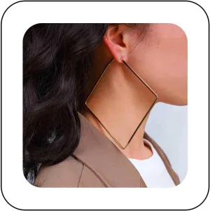 Punk Oversized Square Earrings Gold Square Dangle Earrings Big Square Huggie Hoop Earrings Hollow Square Hoop Earrings Exaggerated Geometric Earrings Jewelry for Women