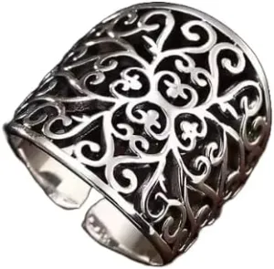 pure 925 Sterling Silver ring Open Adjustable Ring - Rings for Women Adjustable Finger Size Rings - Solid silver not plated metal heavy weight 5.35g  -0.3g