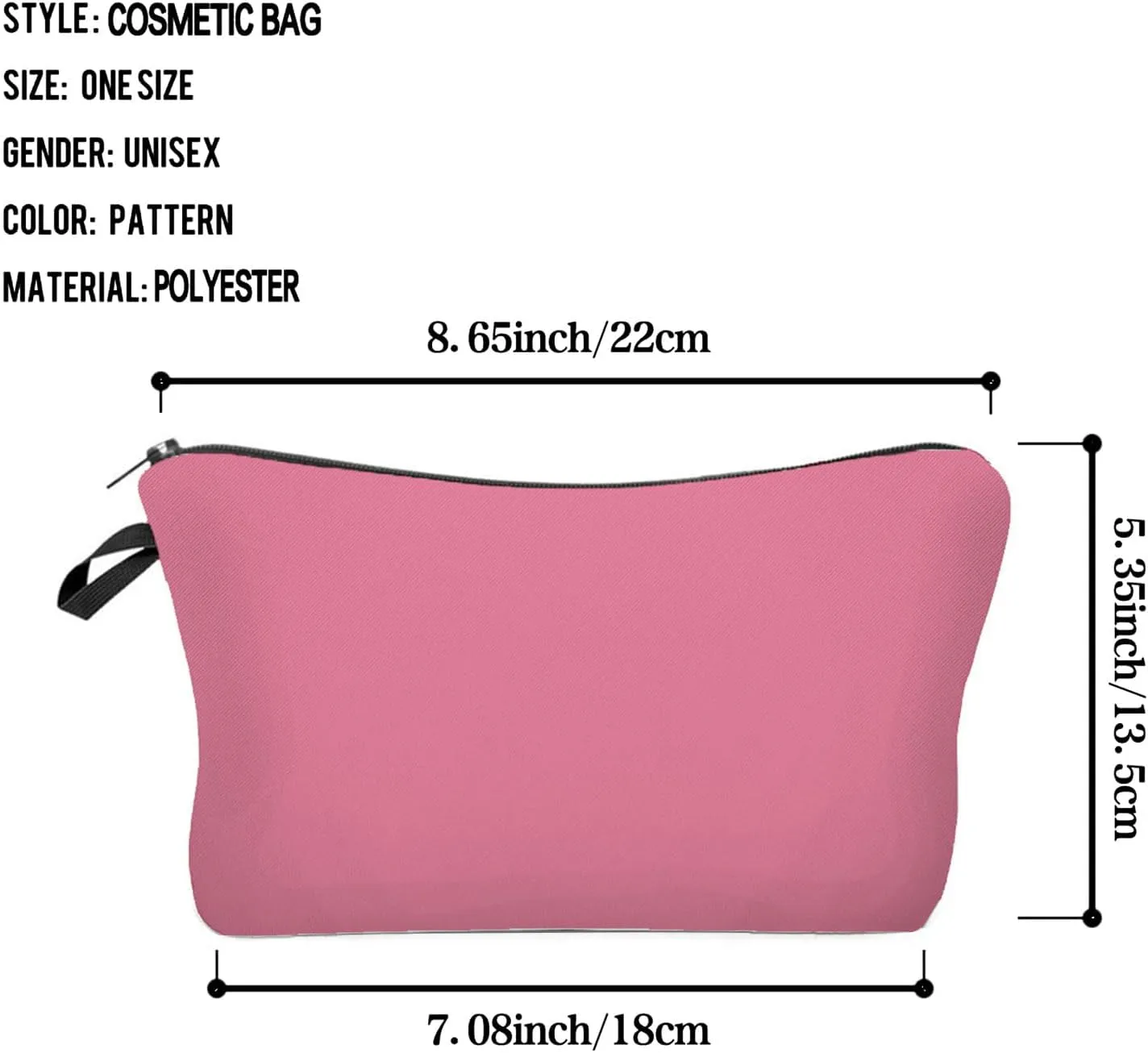 Pure Pink Makeup Bag DIY Cute Small Organizer Zipper Pouch Solid Color Cosmetic Bag Present for Pink Lovers Women Friends Sisters