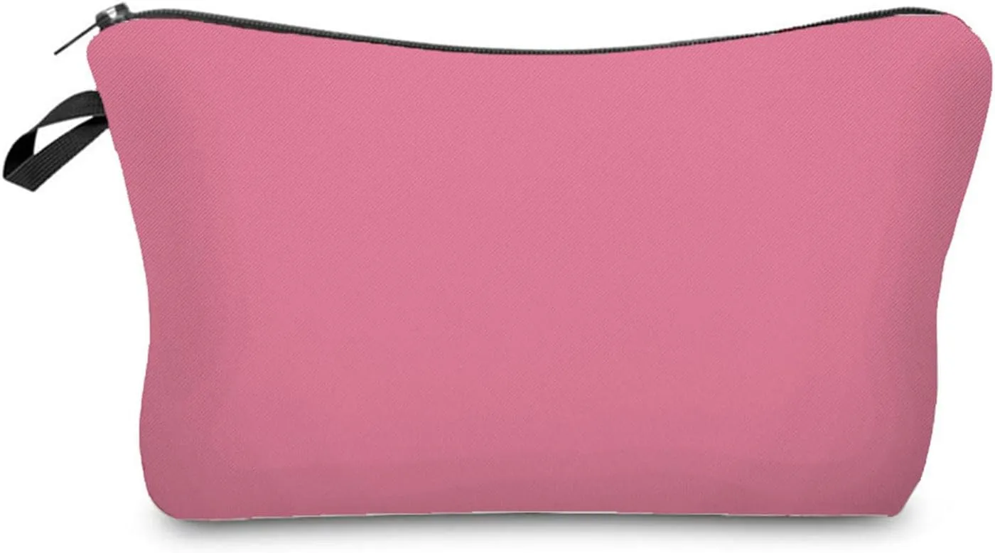Pure Pink Makeup Bag DIY Cute Small Organizer Zipper Pouch Solid Color Cosmetic Bag Present for Pink Lovers Women Friends Sisters